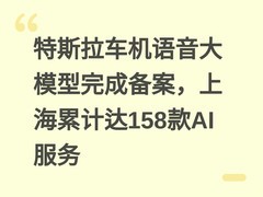 特斯拉车机语音大模型完成备案，上海累计达158款AI服务