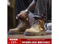 马登男鞋2024新款马丁靴沙棕反绒皮
