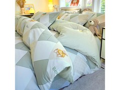 京东索隆格子小熊磨毛四件套低至129元