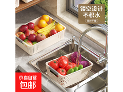 惊喜！家用塑料厨房沥水收纳筐两装仅8.99元