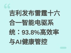 吉利发布雷霆十六合一智能电驱系统：93.8%高效率与AI健康管控