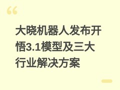 大晓机器人发布开悟3.1模型及三大行业解决方案