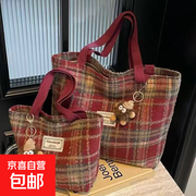 秋冬复古风格帆布包，红色小号3.9元带回家！