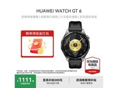 华为 WATCH GT 6 雅丹黑款优惠低至 1069.3 元
