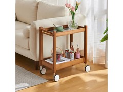 竹庭茶色小推车置物架，到手仅44.5元！