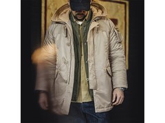 马登L码卡其色棉服今晚八点下单5折