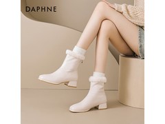 达芙妮米色加绒雪地靴，低至71.96元