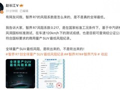 智界R7风阻系数0.217创全球量产SUV最低纪录
