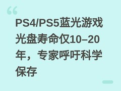 PS4/PS5蓝光游戏光盘寿命仅10–20年，专家呼吁科学保存