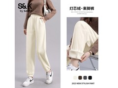 班尼路S&amp;K女款加绒灯芯绒收脚裤39.91元