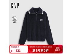 京东Gap翻领印花加绒针织衫5折到手