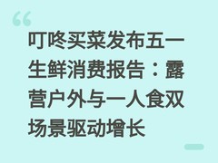 叮咚买菜发布五一生鲜消费报告：露营户外与一人食双场景驱动增长