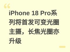iPhone 18 Pro系列将首发可变光圈主摄，长焦光圈亦升级