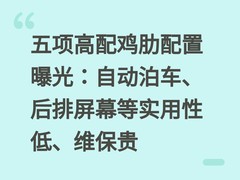 五项高配鸡肋配置曝光：自动泊车、后排屏幕等实用性低、维保贵