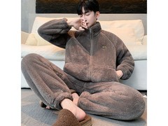 雪中飞男士加厚法兰绒家居服64元