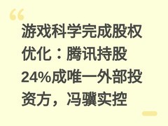游戏科学完成股权优化：腾讯持股24%成唯一外部投资方，冯骥实控