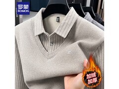 罗蒙驼色加绒针织毛衫，到手价仅54元