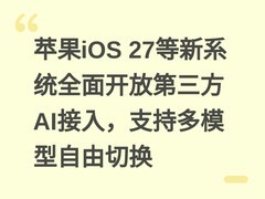 苹果iOS 27等新系统全面开放第三方AI接入，支持多模型自由切换