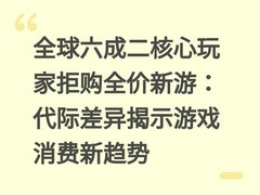 全球六成二核心玩家拒购全价新游：代际差异揭示游戏消费新趋势