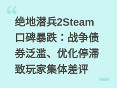 绝地潜兵2Steam口碑暴跌：战争债券泛滥、优化停滞致玩家集体差评