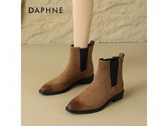 达芙妮英伦风尖头短靴，低至78.95元！