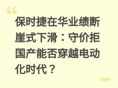 保时捷在华业绩断崖式下滑：守价拒国产能否穿越电动化时代？