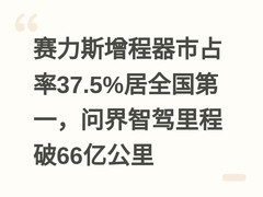 赛力斯增程器市占率37.5%居全国第一，问界智驾里程破66亿公里