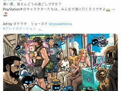 PS日本2026夏日插画：多款游戏角色同乘电车赴海滨度假
