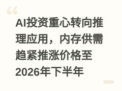 AI投资重心转向推理应用，内存供需趋紧推涨价格至2026年下半年