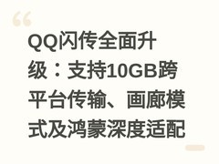 QQ闪传全面升级：支持10GB跨平台传输、画廊模式及鸿蒙深度适配