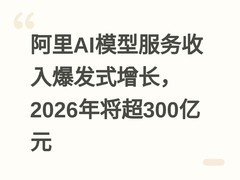 阿里AI模型服务收入爆发式增长，2026年将超300亿元