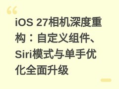 iOS 27相机深度重构：自定义组件、Siri模式与单手优化全面升级
