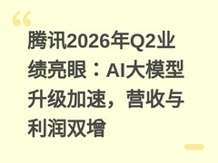 腾讯2026年Q2业绩亮眼：AI大模型升级加速，营收与利润双增