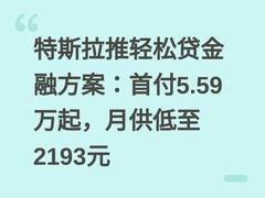 特斯拉推轻松贷金融方案：首付5.59万起，月供低至2193元