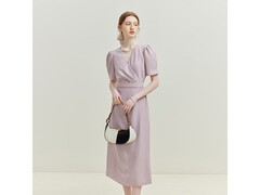 范思蓝恩法式V领连衣裙