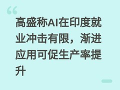 高盛称AI在印度就业冲击有限，渐进应用可促生产率提升