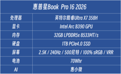 惠普星Book Pro 16评测 第三代Ultra与80W性能释放 游戏级轻薄本实力