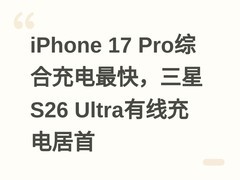 iPhone 17 Pro综合充电最快，三星S26 Ultra有线充电居首