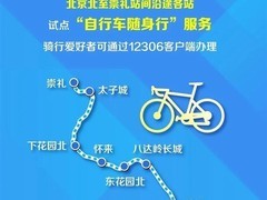 京张高铁试点自行车随身行服务，88元/辆，12306在线预约