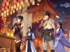 仙剑四重制版新春贺图发布：四主角共游古风灯会