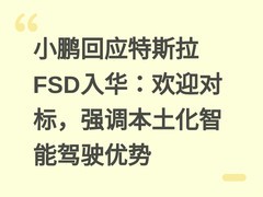 小鹏回应特斯拉FSD入华：欢迎对标，强调本土化智能驾驶优势