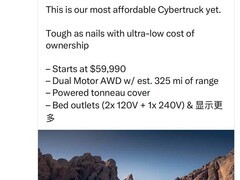 特斯拉推入门级Cybertruck：59990美元起，续航523公里，限时十天销售