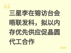 三星李在镕访台会晤联发科，拟以内存优先供应促晶圆代工合作