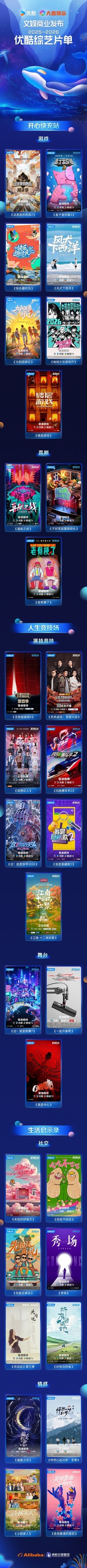 2025-2026优酷综艺片单放大招 30档新综掌握你的情绪开关