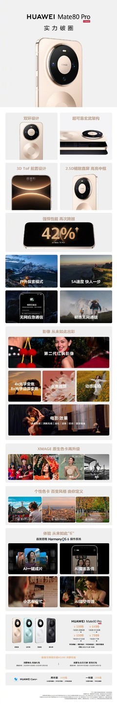 四张图看完华为Mate80全系列，起售价4699元