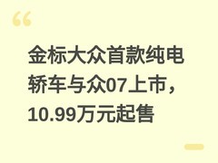 金标大众首款纯电轿车与众07上市，10.99万元起售