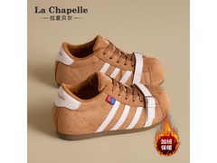 拉夏贝尔冬季复古加绒厚底德训鞋59元