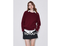 初语假两件圆领毛衣清仓，1件5折！