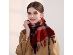 达芬奇密码羊毛围巾酒红格