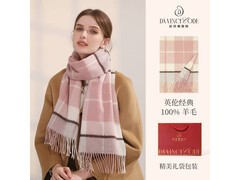 达芬奇密码桃粉格纹羊毛围巾仅59元